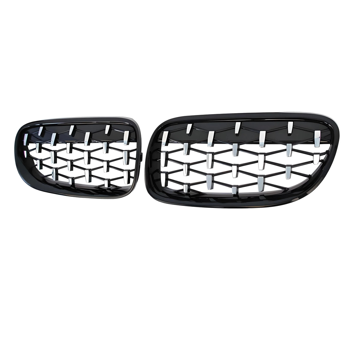Kidney Grilles – Gloss Black with Chrome Accents – Compatible with BMW Front