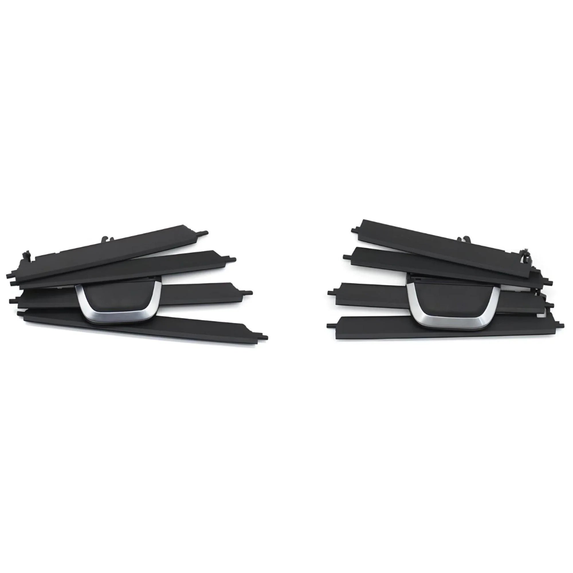 Car Grille Louver Trim – Matte Black with Silver Accent – Compatible with Audi A4 B7 – Front Exterior