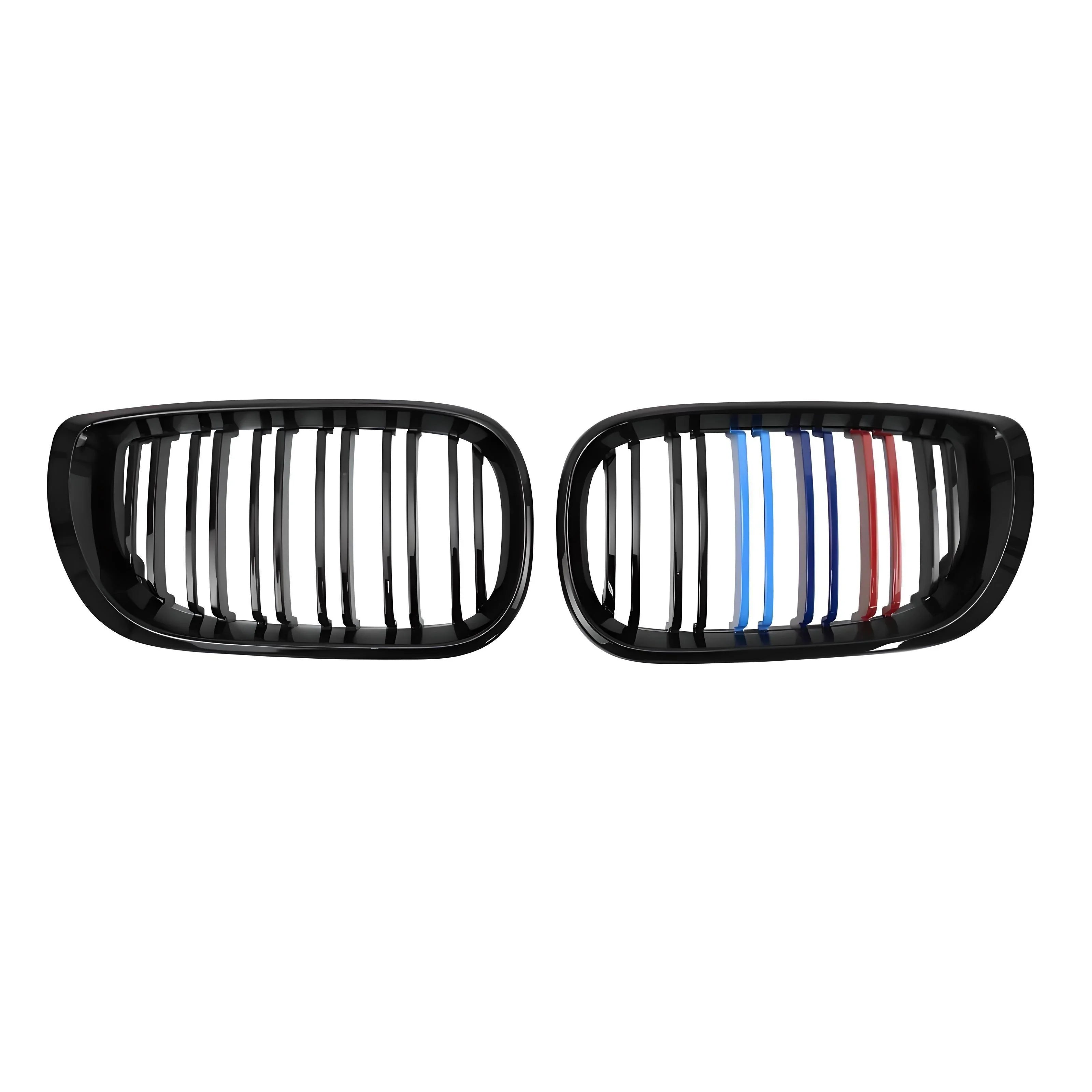 BMW M Style Front Kidney Grilles – Black with M Stripes – Compatible with BMW E46 – Front