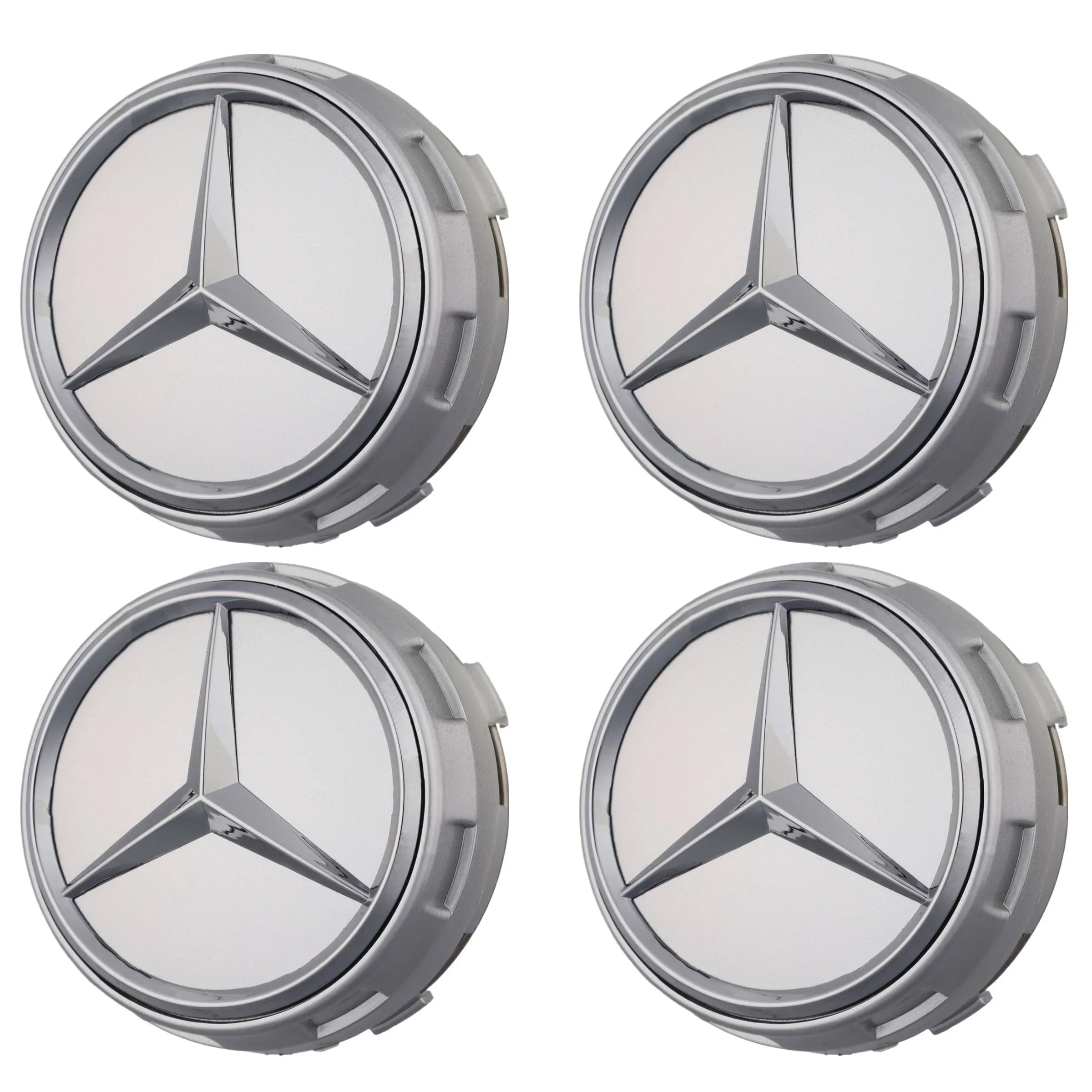 Mercedes Elevated Hub Caps | Platinum Silver - Aftermarket - cirevon
