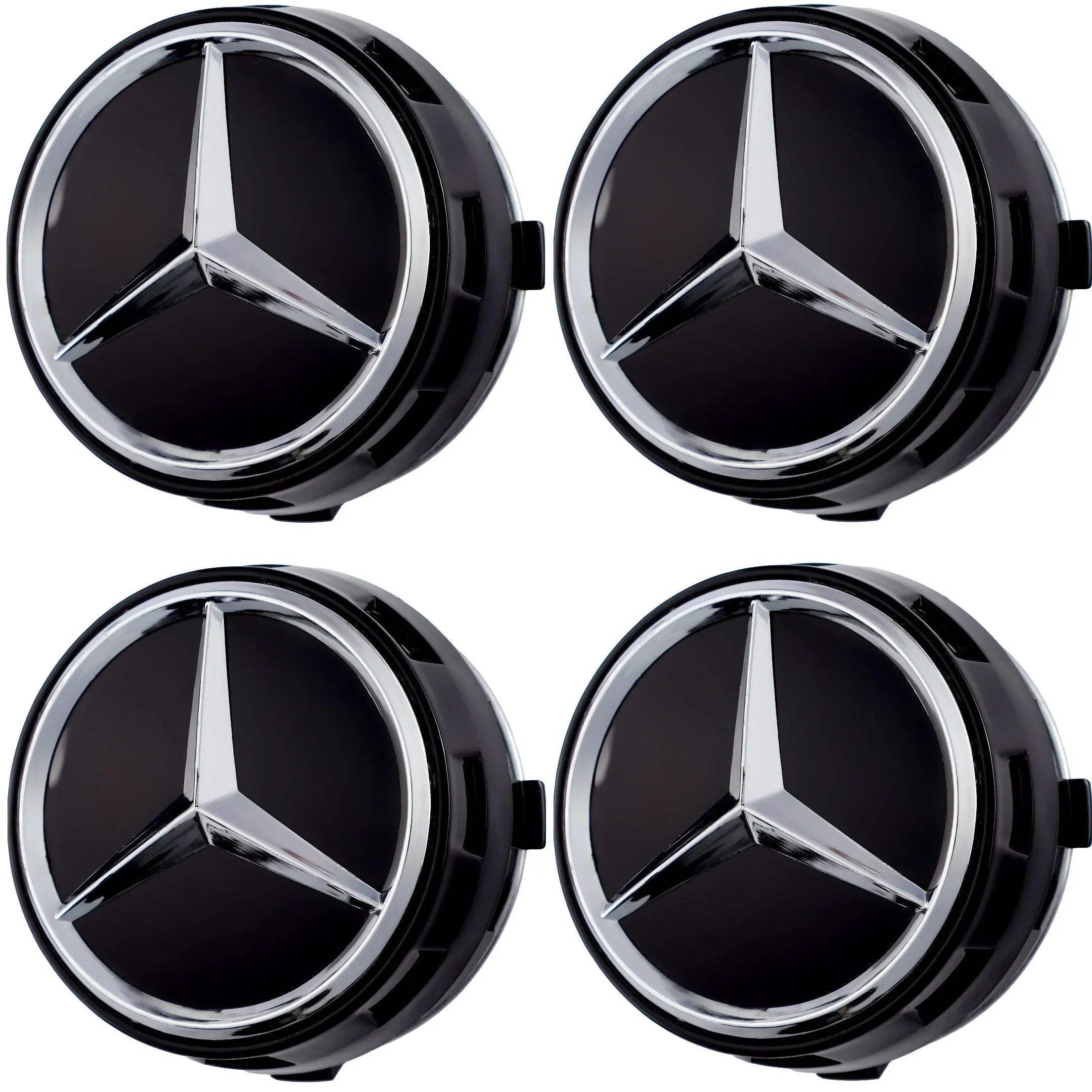Mercedes Elevated Hub Caps | Gloss Black - Aftermarket - CIREVON