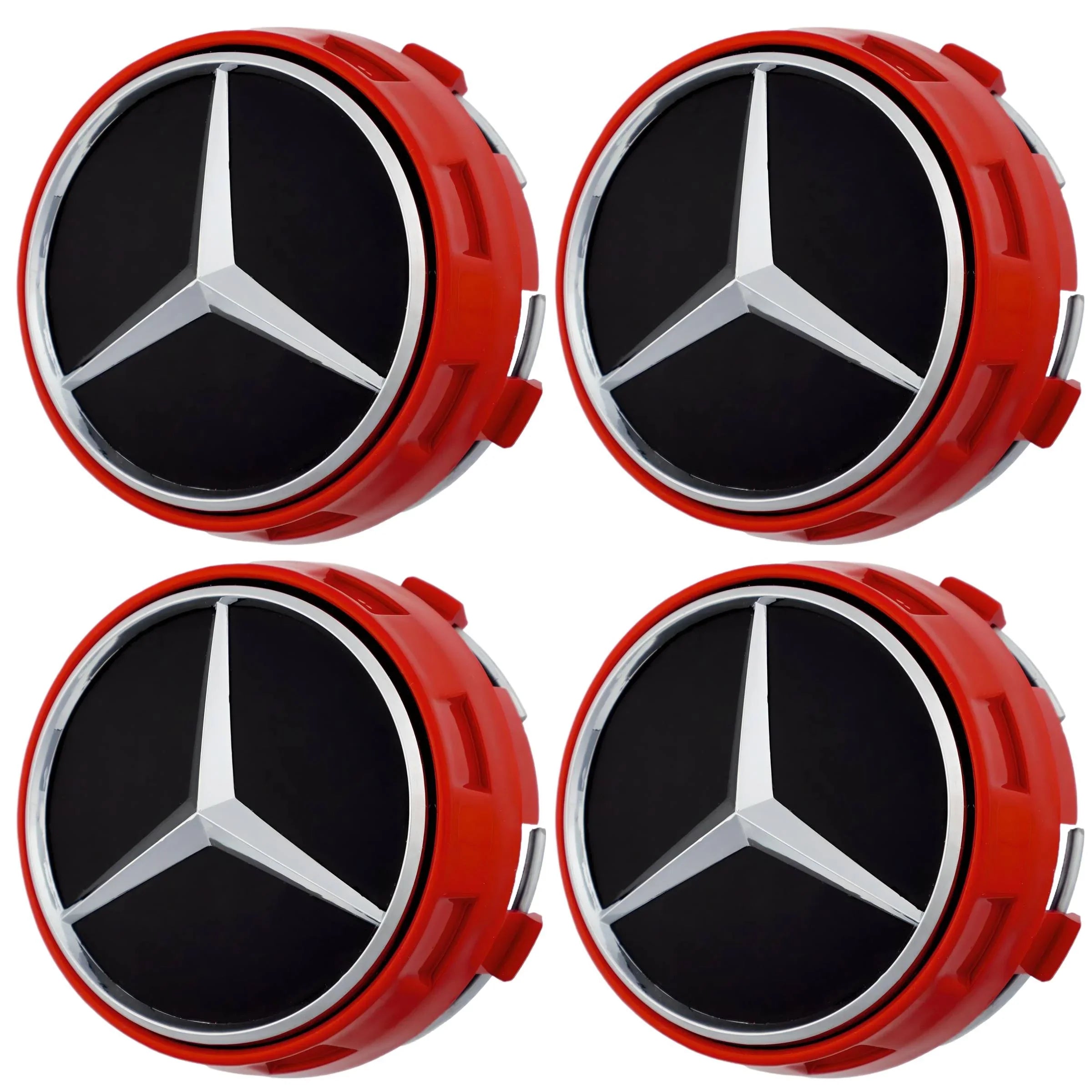 Mercedes Elevated Hub Caps | Gloss Red - Aftermarket - cirevon