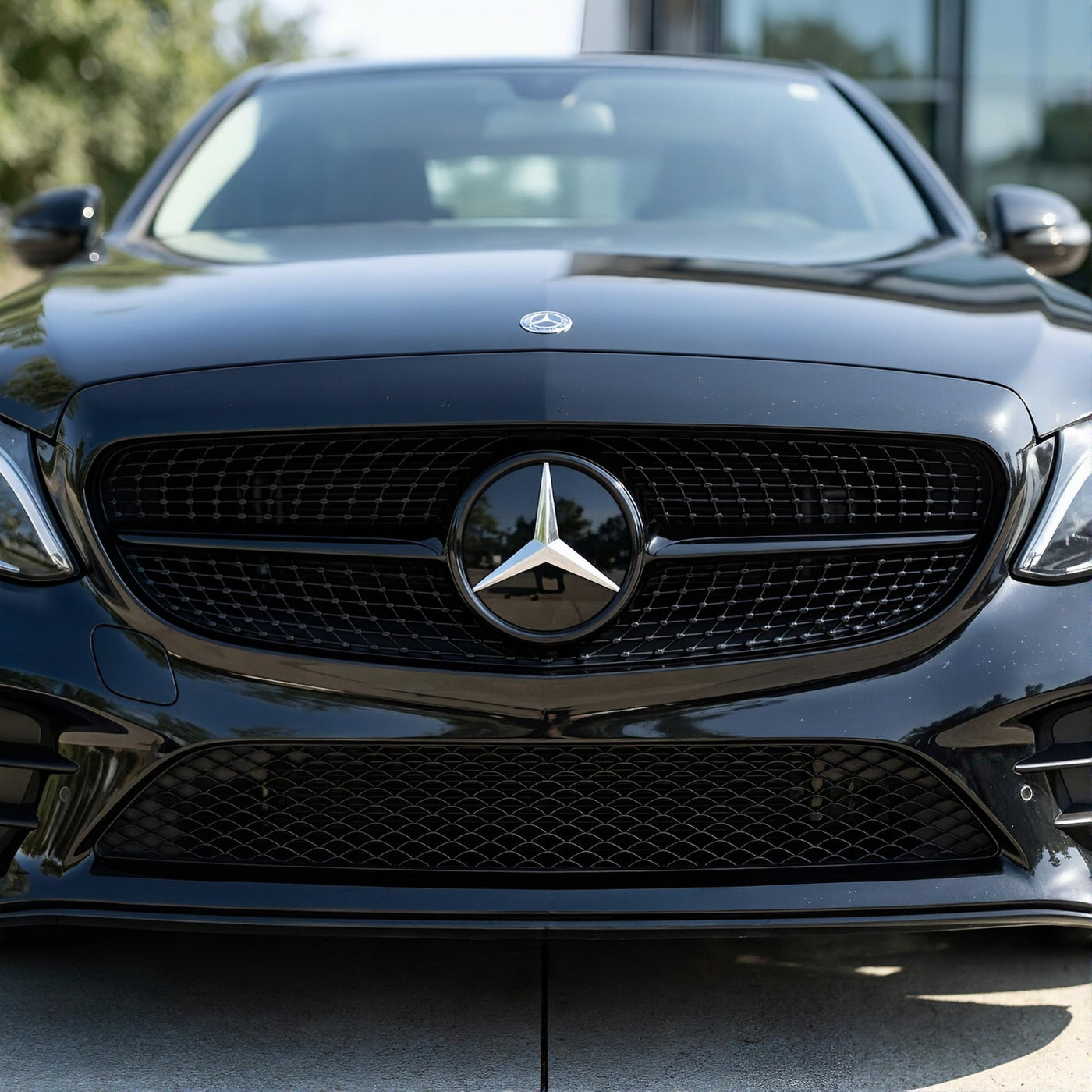 Mercedes Grille Emblem | Silver Black - Mirror Style