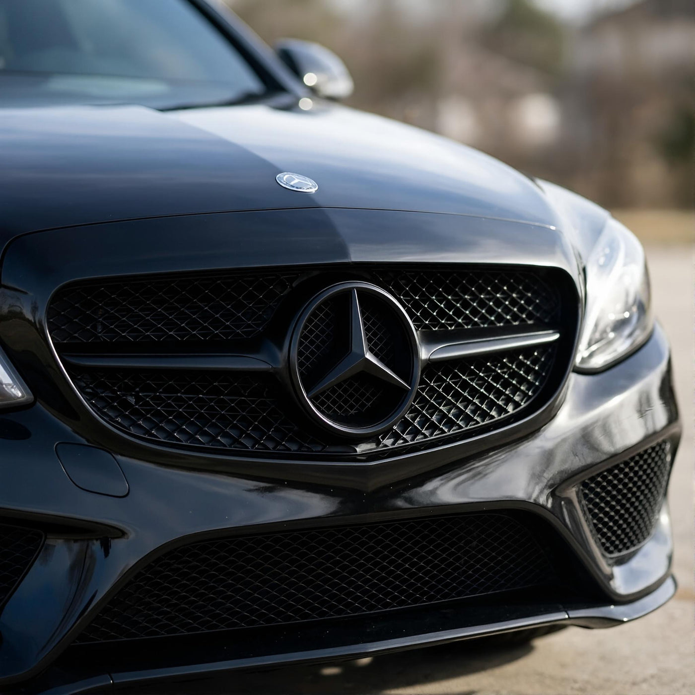 Mercedes Kühlergrill Emblem | Glänzend Schwarz - Gitterstil