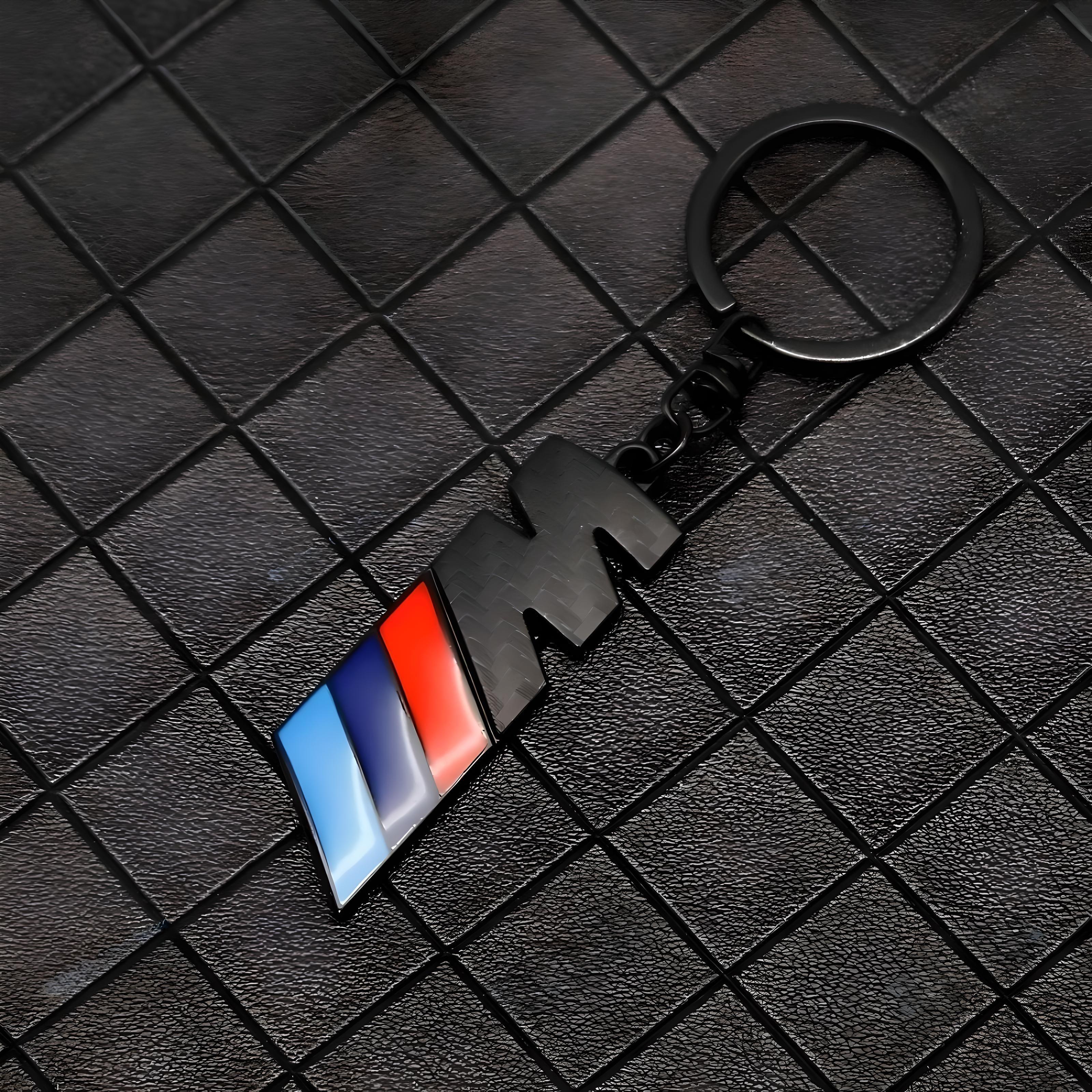 BMW M logo keychain – Carbon black finish – Compatible with BMW models – Accessory
